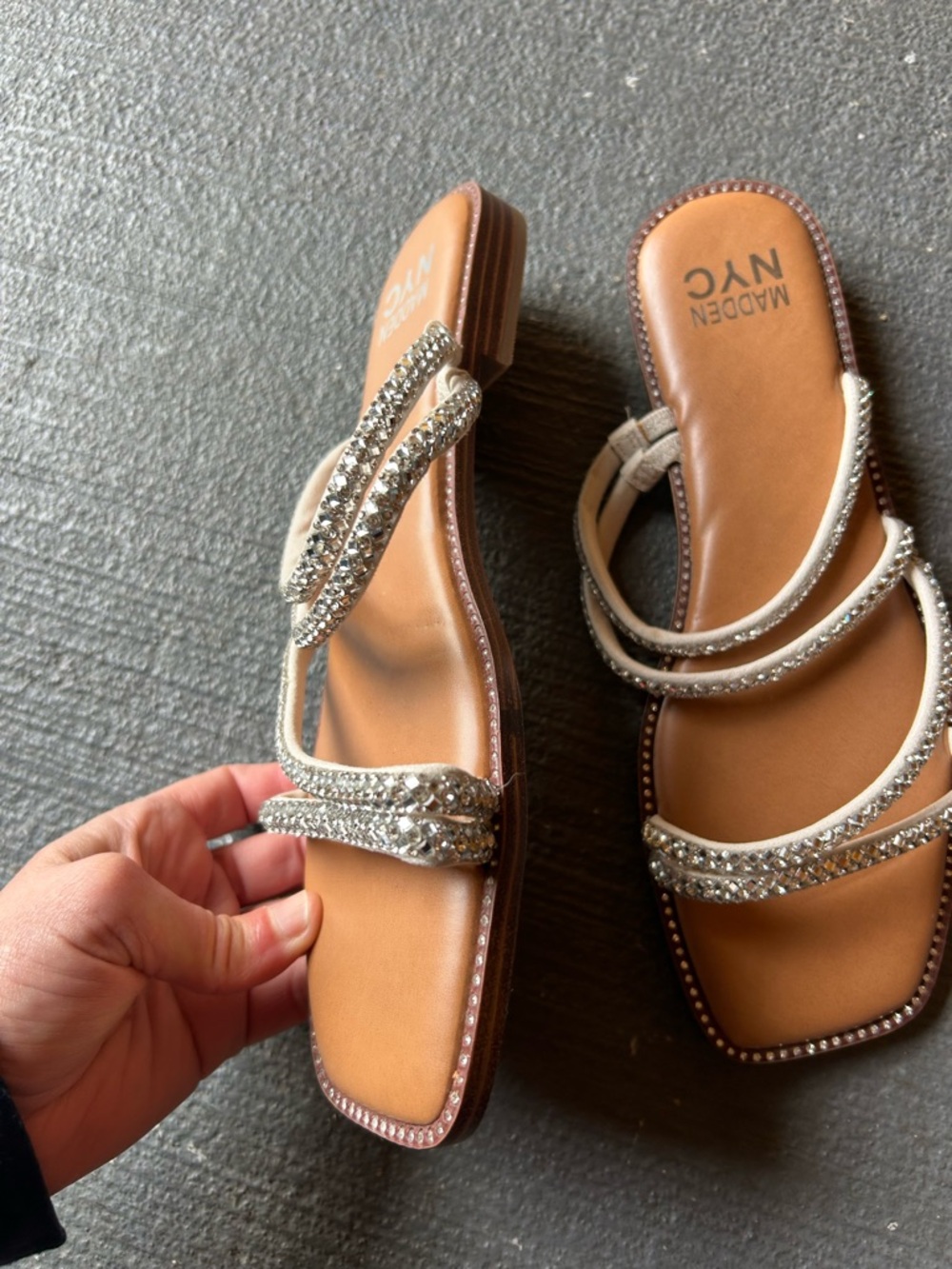 Steve Madden Silver Crystal Strappy Sandals - Picture 3 of 9